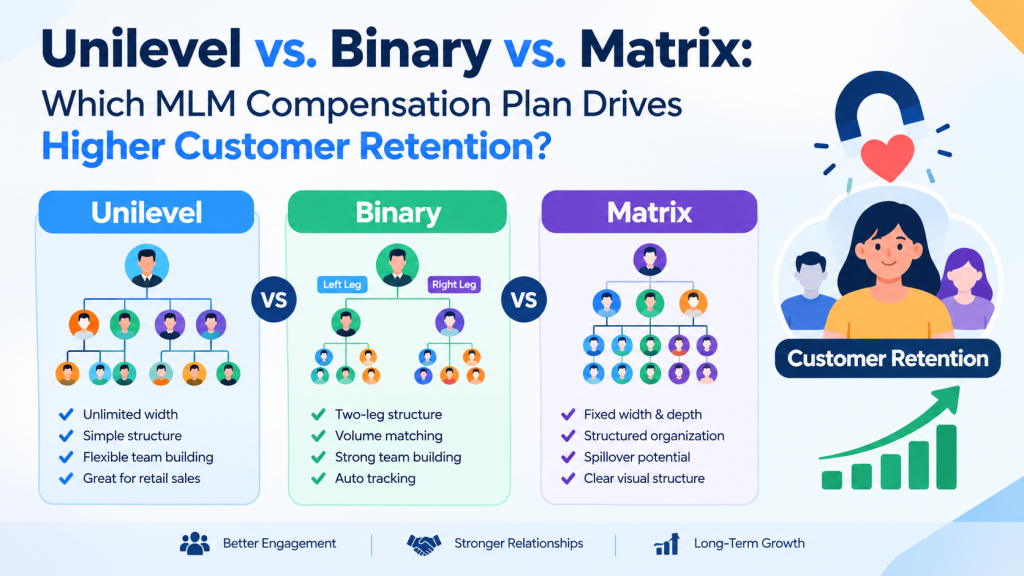Unilevel vs. Binary vs. Matrix: Which MLM Compensation Plan Drives Higher Customer Retention
